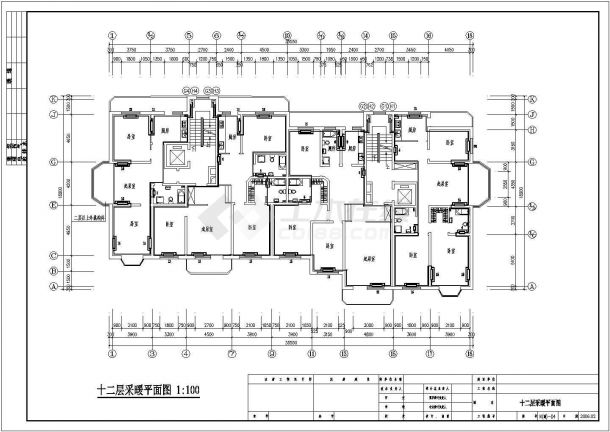 某小高层住宅楼户型采暖cad施工图纸(含消火栓给水系统图)-图二