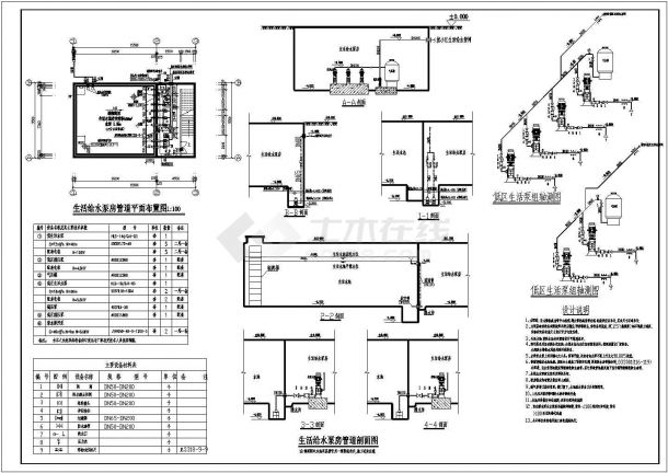 某生活给水泵房施工图-图一