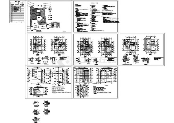 某框架结构多层私人别墅设计cad全套建筑施工方案图（含设计说明，含结构设计）-图二