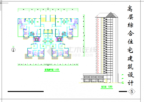 华北多层住宅CAD详图展示图-图二