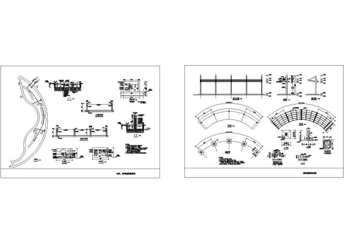 某小区花架及景墙施工cad图纸_图1
