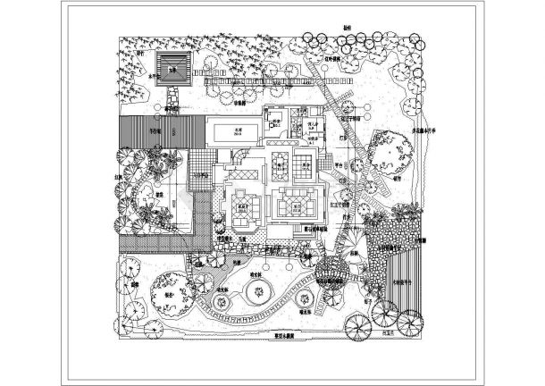 别墅庭院景观绿化CAD详图-图一