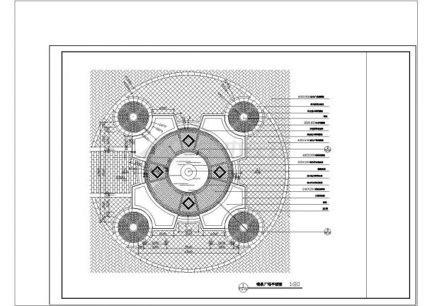 喷泉广场施工cad图纸设计-图二