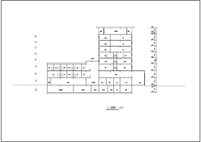 某小高层剪力墙结构大酒店设计cad建筑立剖面方案图（甲级院设计）_图1