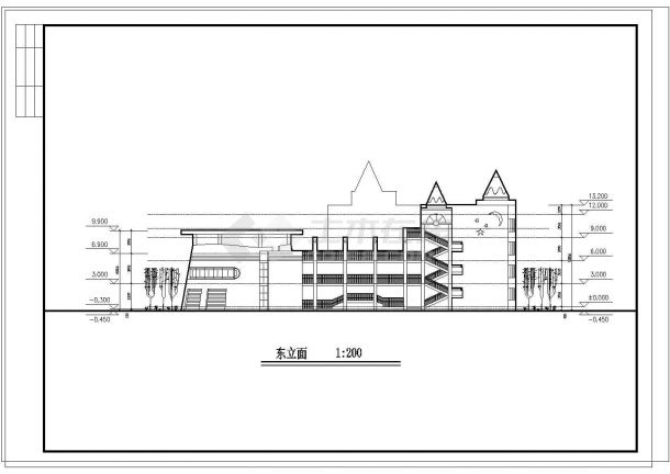 四层幼儿园教学楼建筑设计施工cad图纸，共九张-图二