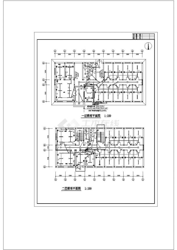 宿舍楼电气设计c ad非常标准图纸-图一