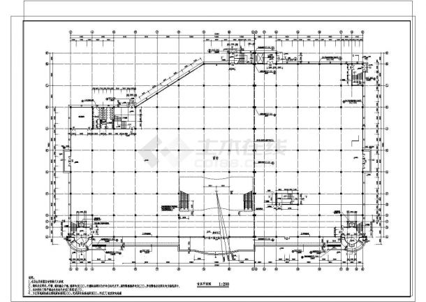 商场：长121.6米 宽76.5米 3层商场建筑施工图【平立剖 楼梯 节点卫生间大样 幕墙大样】-图二