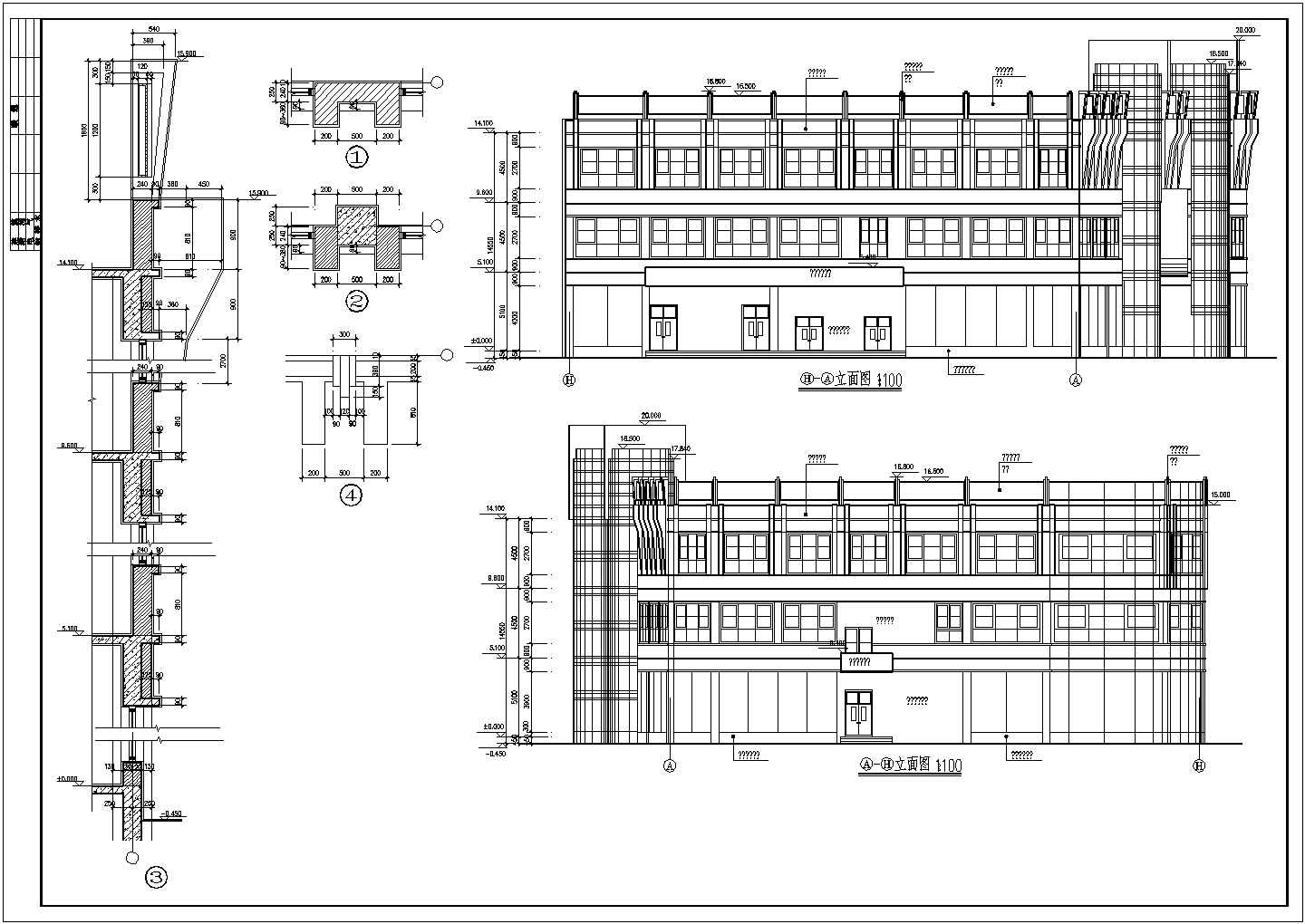 某3层框架结构商场设计cad全套建施图【含结构设计】
