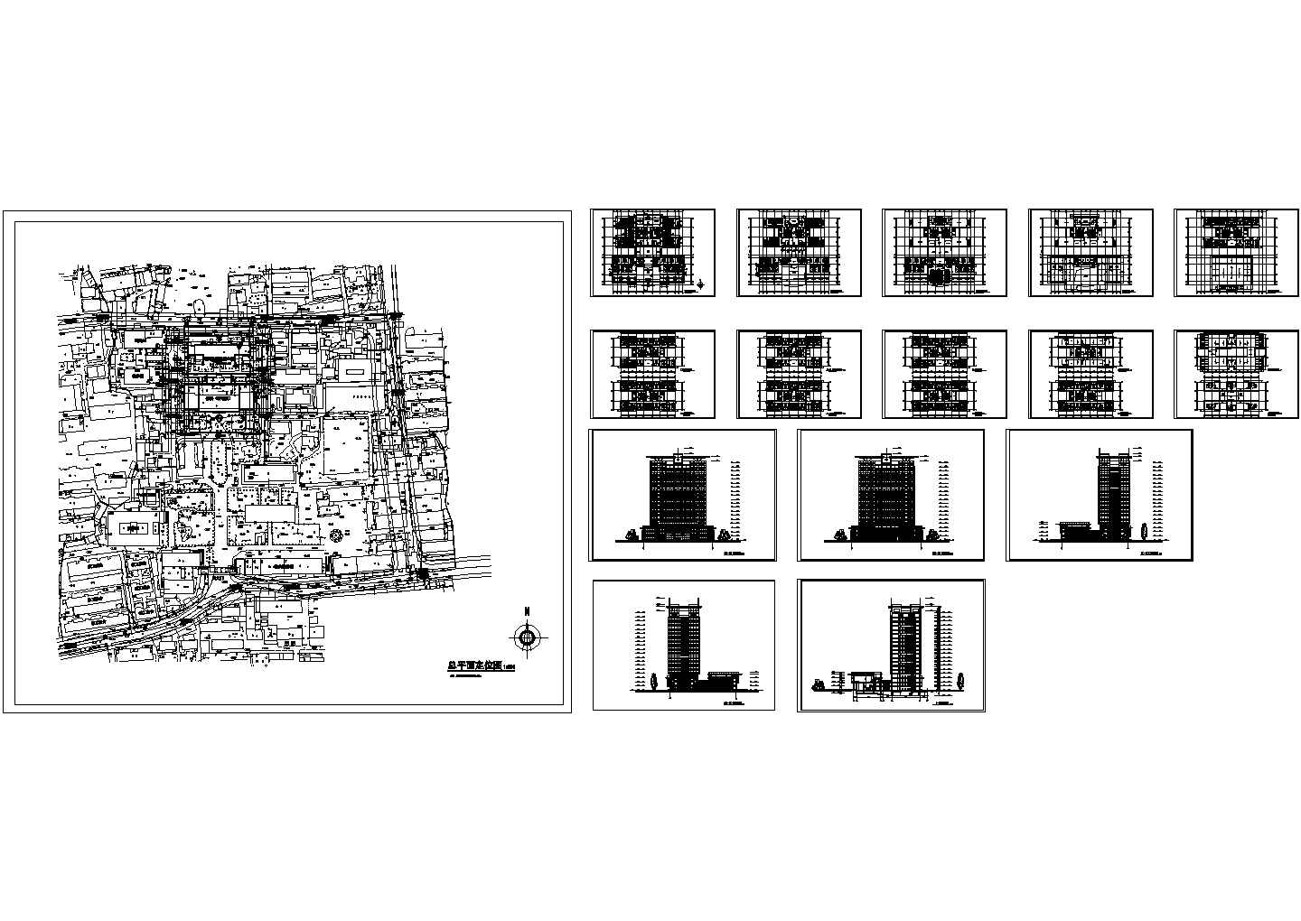中国药大研究生实验楼全套建筑施工设计cad图纸（含总平面定位图）