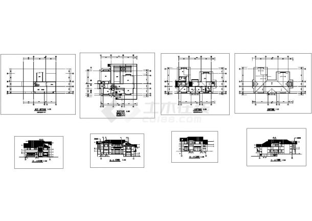 某二层带地下层砖混结构乡村独栋小别墅设计cad全套建筑方案图（标注详细）-图一