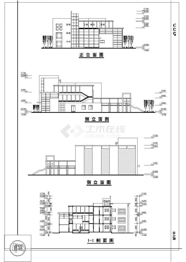 9班长44.1米宽34.2米3层1793平米幼儿园建筑设计图-图一