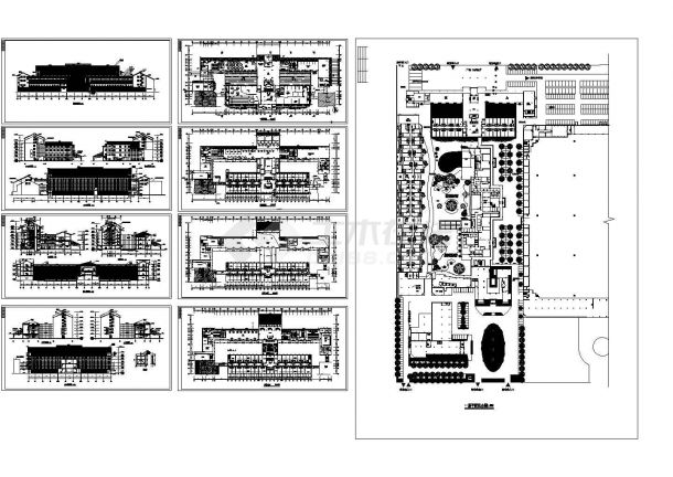 【杭州】某地多层宾馆全套设计建筑cad图（含一层平面组合图）-图一