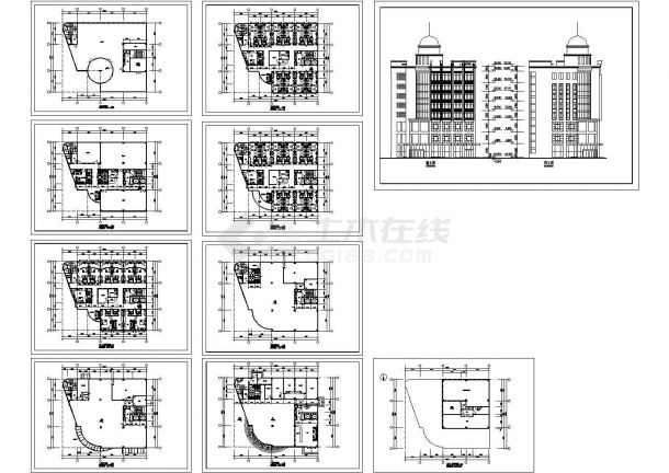 某地豪华多层宾馆全套建筑施工设计cad图（含地下一层平面图）-图一