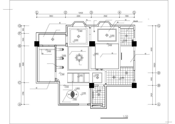 某室内家装设计cad装修平面施工图纸_图1
