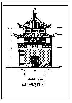 某三层仿清式古建景观亭施工cad图_景观亭施工-图一