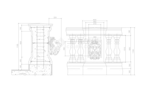11套欧式栏杆详图设计建筑图纸-图二