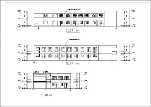 某1130平方米两层砖混结构小学教学楼建筑设计方案CAD图纸-图二