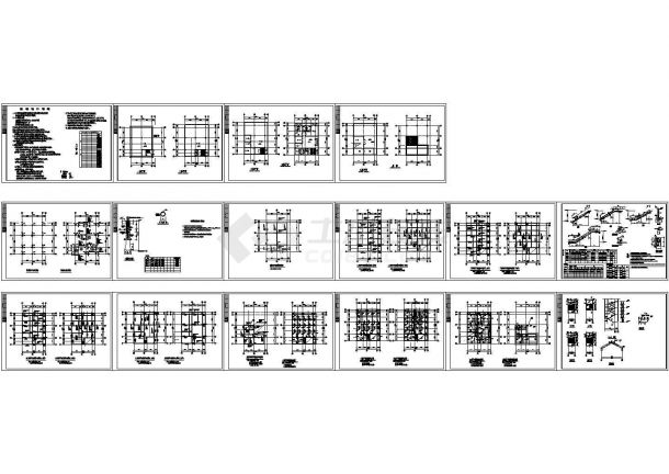 某五层框架结构综合楼结构设计图，16张图纸-图一