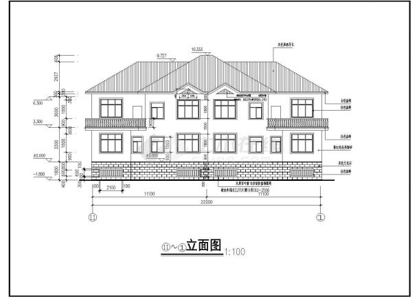 某二层别墅建筑施工CAD图（含效果图）-图一