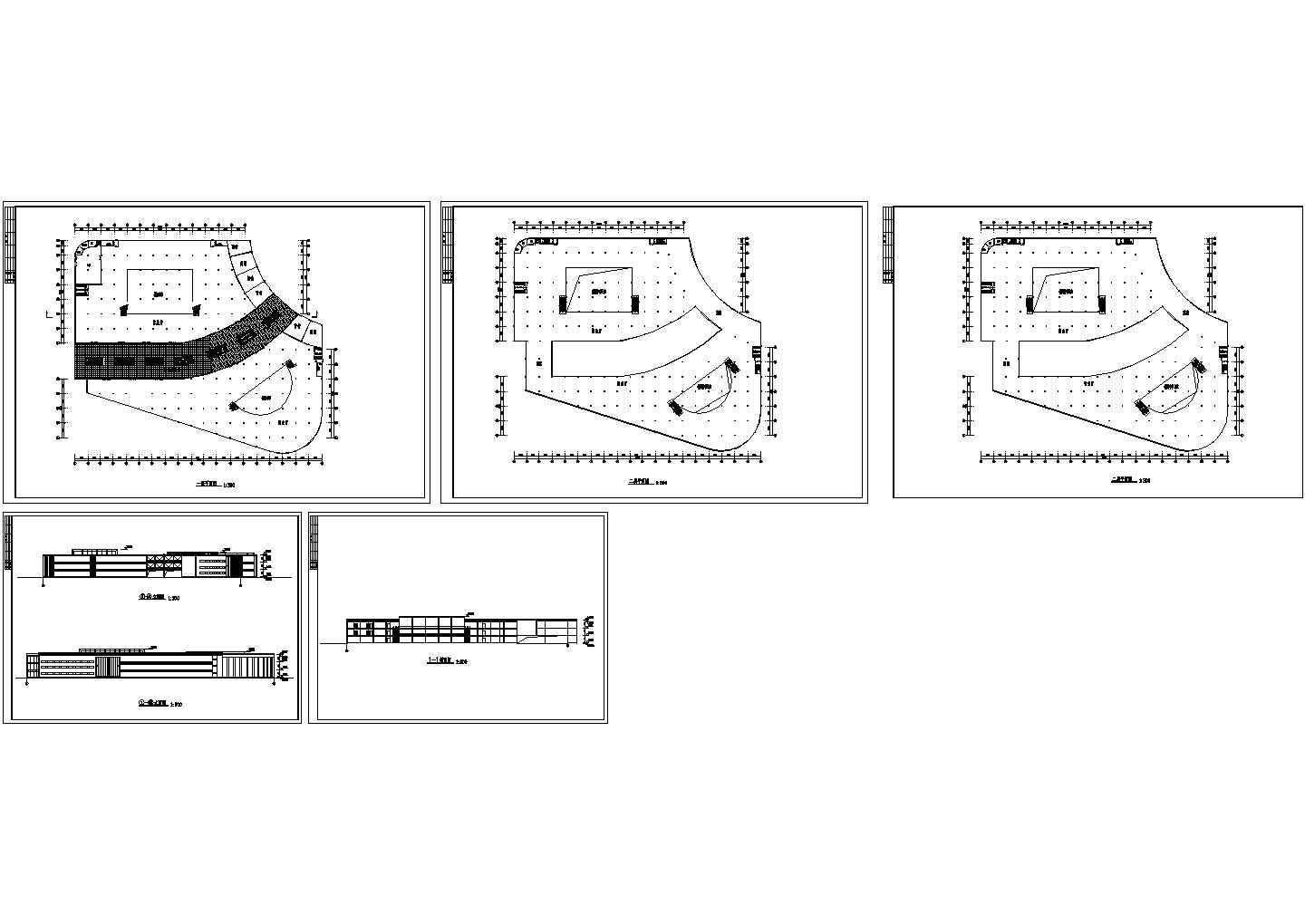 某地商场全套建筑施工设计cad图纸（含剖面图，立面图）
