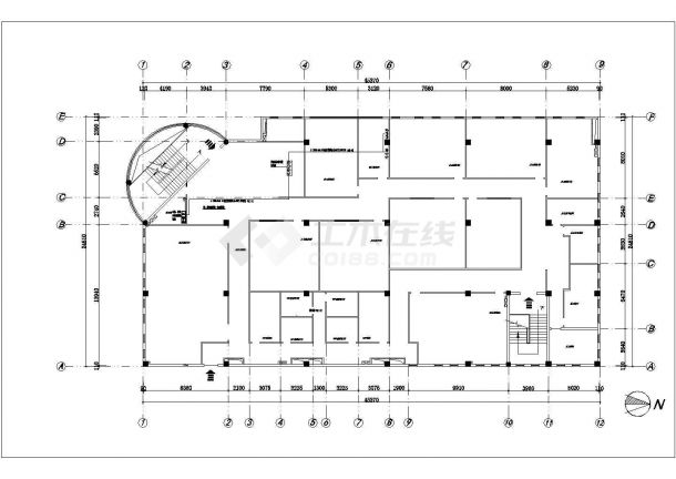 郑州某100㎡多层框架结构学校教学楼水电施工CAD图纸-图二