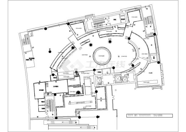 北京某商业大厦地下一层商业美食街装修施工设计CAD图纸-图一
