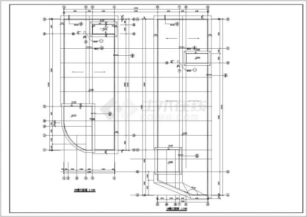 9300平米6层框架结构商务大酒店全套建筑设计CAD图纸-图二