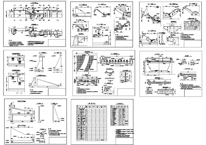 某工厂跌水工程全套施工设计cad图（含图纸目录，材料表）_图1