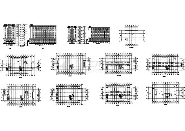 某豪华酒店全套建施施工设计cad图（含三层平面图，设计说明）-图一