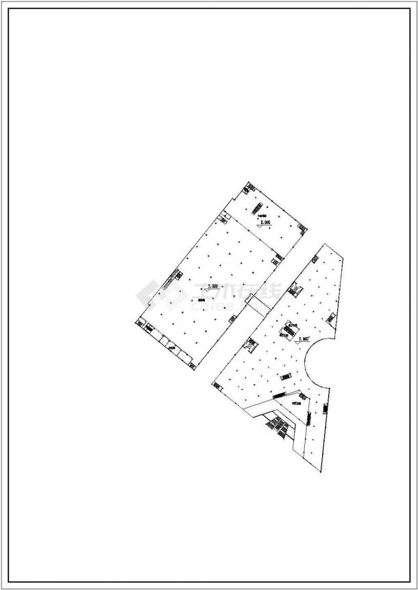 2100平米2层框架结构百货超市建筑设计CAD图纸（含总平面图）-图二