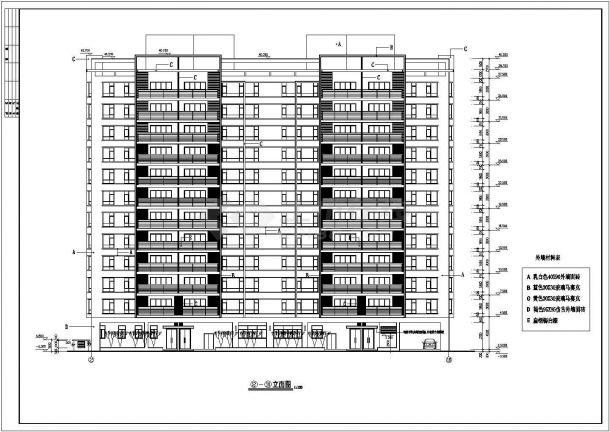 1.5万平米13层框架结构商住楼建筑设计CAD图纸（底层商铺）-图二