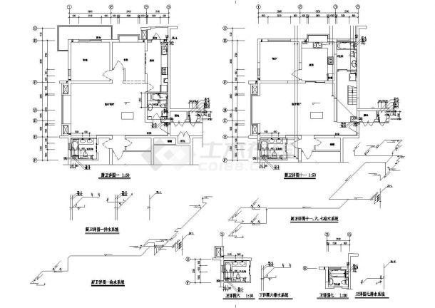 嘉兴市某现代化小区32层框剪结构住宅楼全套给排水设计CAD图纸-图二