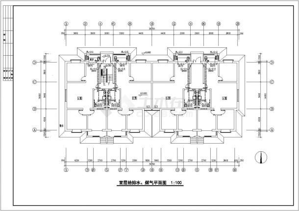 泉州市某小区6层混合结构住宅楼给排水设计CAD图纸-图一