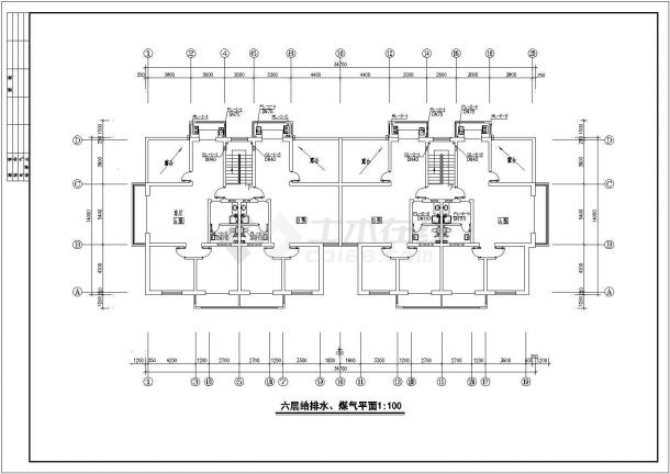 泉州市某小区6层混合结构住宅楼给排水设计CAD图纸-图二