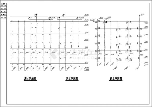 沧州市某小区7层混合结构住宅楼给排水设计CAD图纸（含架空层和阁楼）-图一