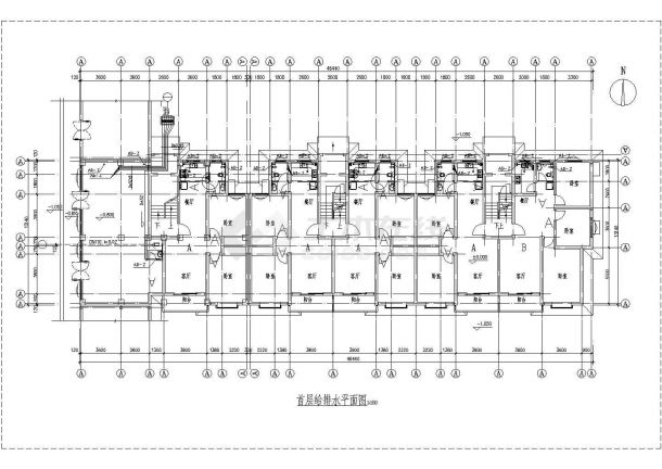 苏州市某小区7层混合结构住宅楼给排水设计CAD图纸（不含地下室）-图一