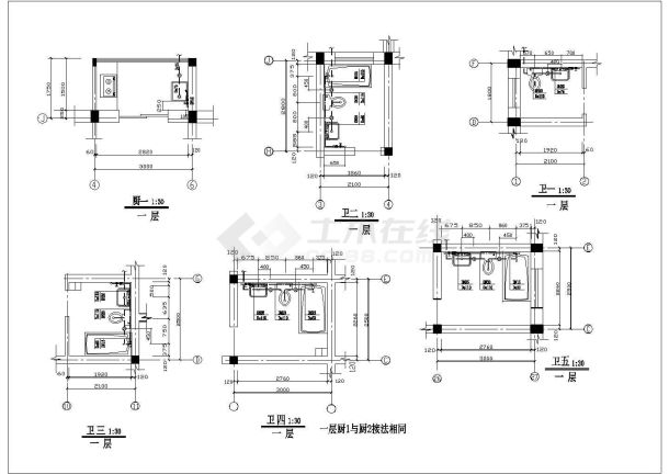 衢州市某小区7层混合结构住宅楼给排水设计CAD图纸（含阁楼层）-图一