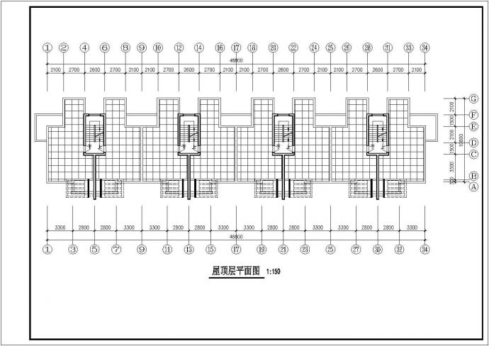 某六层框架结构研究生公寓楼设计cad建筑方案图（标注详细）_图1