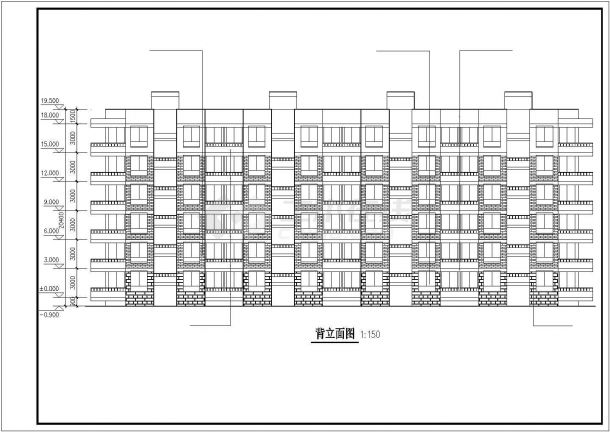 某六层框架结构研究生公寓楼设计cad建筑方案图（标注详细）-图二