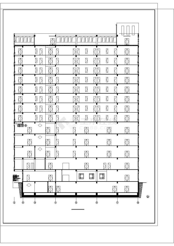 某地下一层地上十三层框架结构宾馆大楼（12171㎡）设计cad全套建筑施工图（含设计说明）-图一