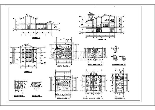 万科金域蓝湾小区三层幼儿园建筑设计施工CAD图-图一
