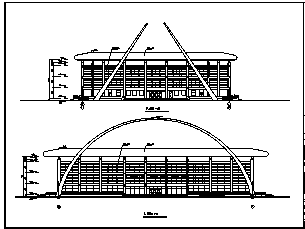 网球场设计_某市三层体育中心网球场全套建筑施工cad图纸-图二