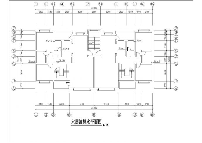 包头市某社区7层砖混结构住宅楼给排水设计CAD图纸_图1
