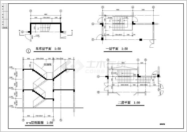 某乡镇多层B型住宅楼全套施工设计cad图纸(含效果图)-图二