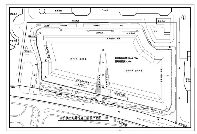 金鹰大厦前广场钻孔灌注桩锚索支护节点布置CAD详图_图1