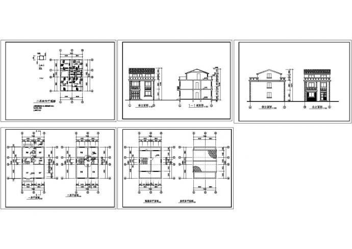 某二层带阁楼层框架结构别墅设计cad全套建筑施工图（标注详细）_图1