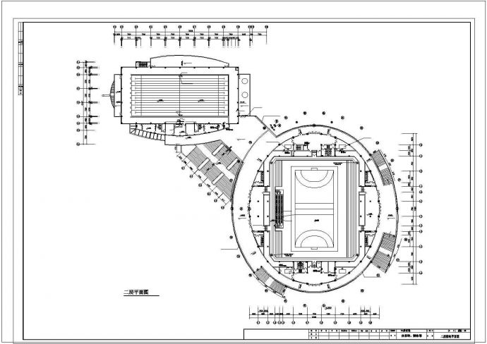 某地区二层体育馆游泳馆电气设计（一二层弱电平面图）_图1