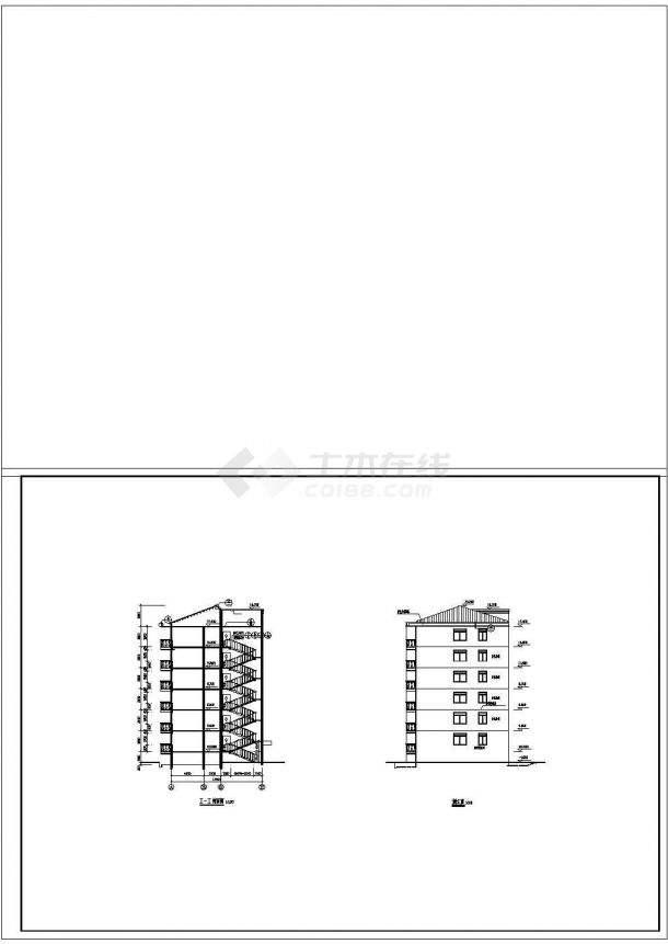 锦州某工厂家属院6层框架结构住宅楼建筑设计CAD图纸（含架空层）-图二