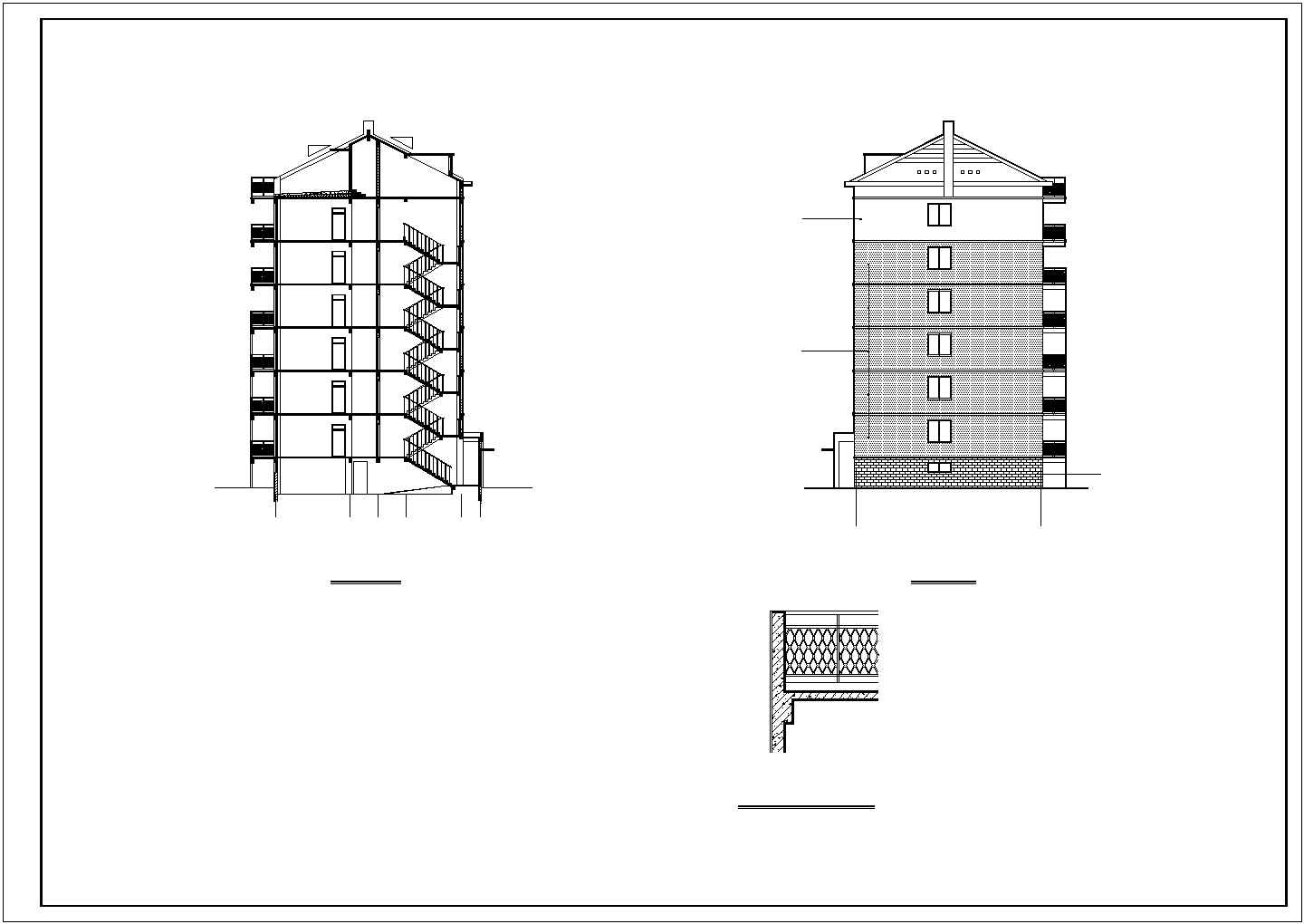 框架坡屋顶住宅楼CAD参考图