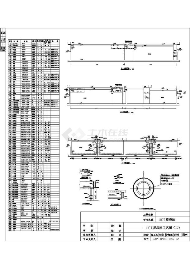 2万吨/日UCT工艺剖面图-类似于A2/O工艺的一种脱氮除磷工艺-图一